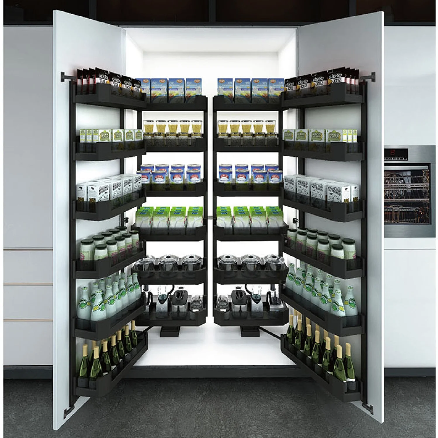 Modern Design Tall Kitchen Pantry Organizer Efficient Wood Storage for Canned Food Glass Container and Spices