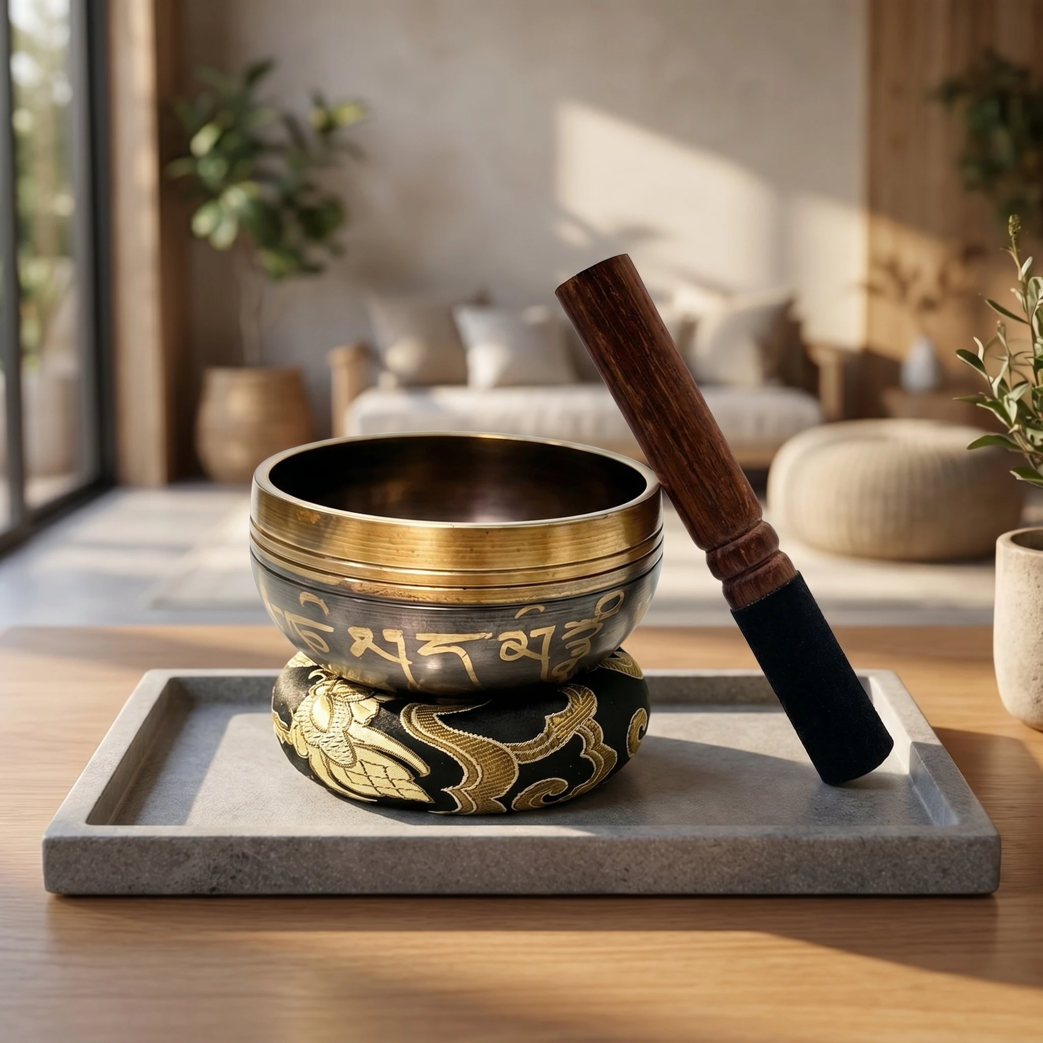 Kit de bol chantant à motif de lotus Miwayer, idéal pour la prière, la pleine conscience et la thérapie d'équilibrage des chakras