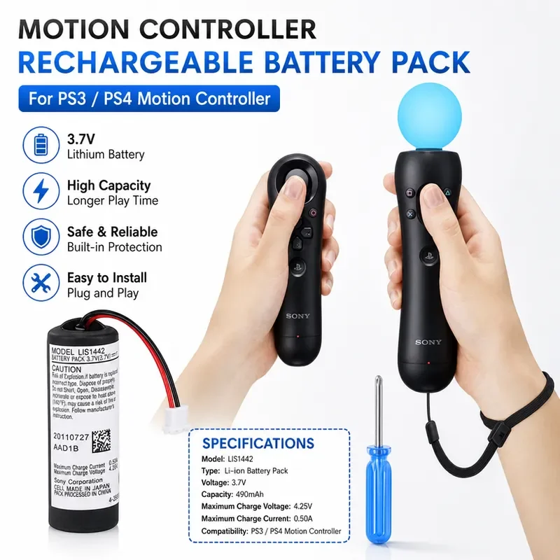 10pcs for PS3 Move Controller Left Hand High Capacity Built-in Battery Replacement Wholesale