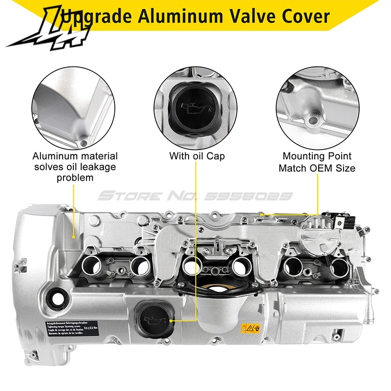 Coperchio valvola in alluminio 11127552281 11127570292 per BMW 328i/328xi/328i xDrive 528i/528xi/X3/X5/Z4 N52/N53 3.0L Motore 2007-2013