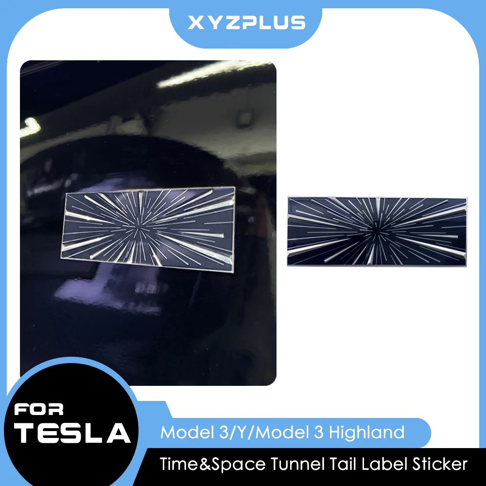 Time Space Tunnel Logo For Tesla Model 3 Y S X Trunk Badge Emblem Decals Sticker Model 3 Highland 2024 Performance Accessories