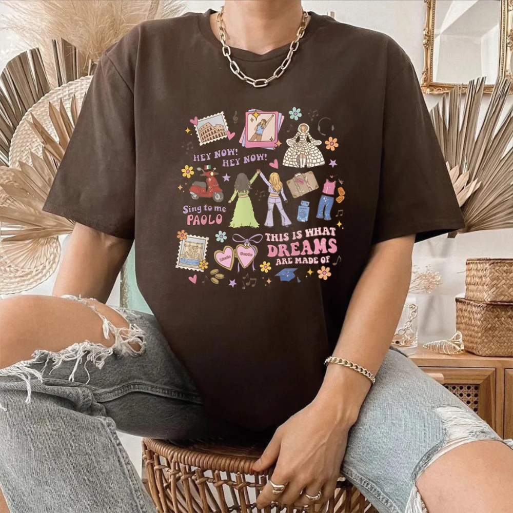 �This Is What Dreams Are Made of“ bedrucktes T-Shirt, Retro-Grafik-T-Shirt, trendige Urlaubshemden, Girls Trip, kurzärmelige, lässige Oberteile – Detail 9