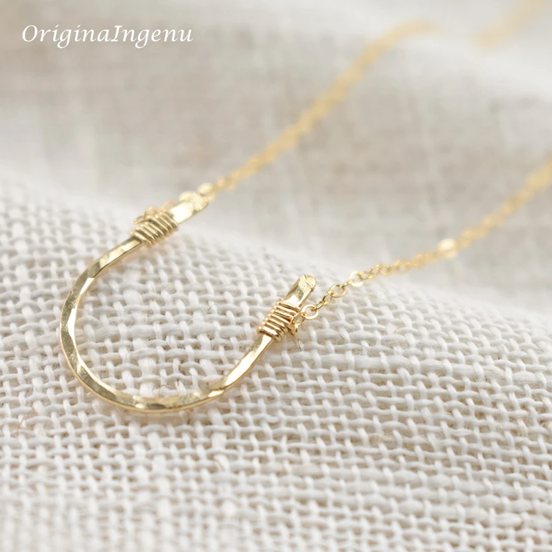 925 Silver Hammered Letter U Pendant Handmade Horseshoe Necklaces Gold Filled Choker Kolye Vintage Jewelry Boho Women Necklace
