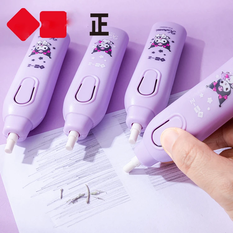 1set Sanrio Series Kuromi Cute Cartoon Electric Eraser Effortless Correction Cleaning Mistake Rubber School Student Stationery