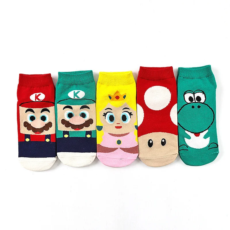 Super Mario Bros Game Figures Cotton Socks Cartoon Luigi Yoshi Anime Short Socks Boys Cosplay Kids Kawaii Toy Gift