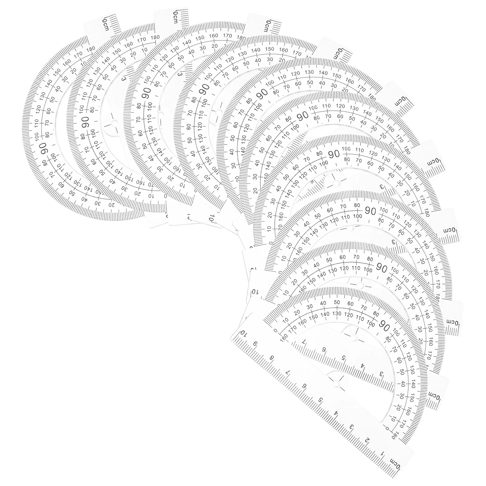 10pcs Half Circle Protractor 180 Degrees Plastic Measuring Tool For Math Geometry Drafting Student Stationery Angle Ruler