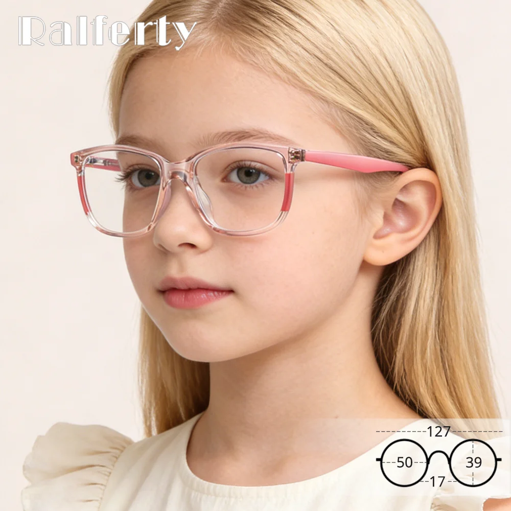 Ralferty 2026 Child TR90 Flexible Square Eyeglasses Kids Myopia Prescription Optical Glasses Frame Anti Blue Girl Boy Eyewear view 2
