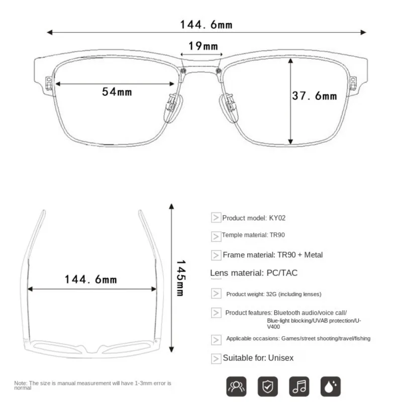 Echowear Smart Bluetooth Call Music Anti Blue Light Eye Protection Sunglasses Stereo Voice Control Smart Bluetooth Glasses 2026 view 5