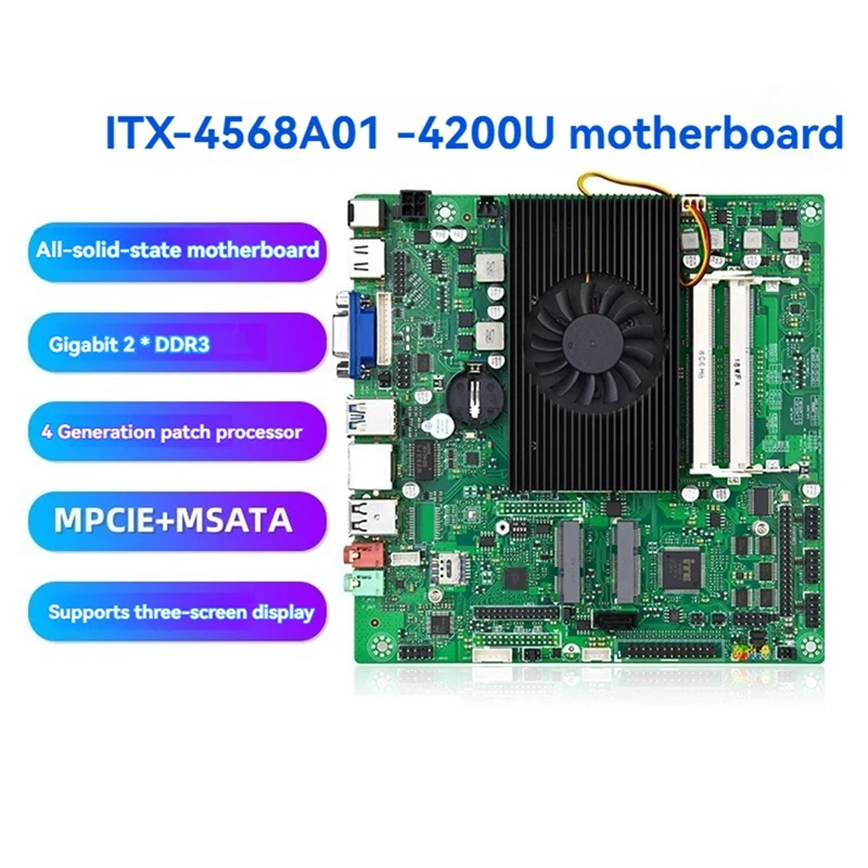 ITX-4568A01-4200U Motherboard Industrial Mini ITX DDR3 2*SO-DIMM RTL8111H Gigabit Network Card Onboard CPU Fan