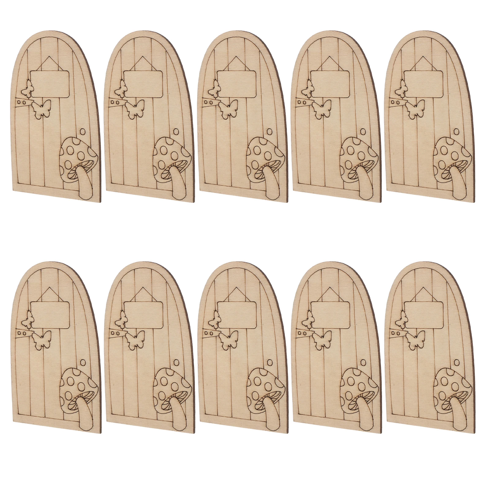 

50pcs Fairy Tale Door Kit Wooden Diy Crafts Doors Unfinished Miniature Ornament Garden Gnome Holiday Decorations