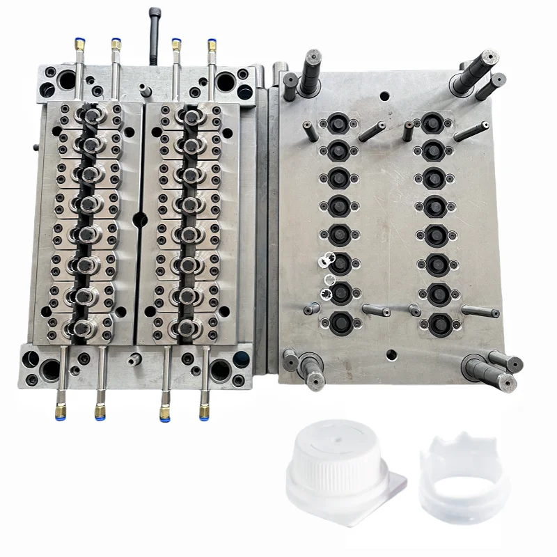 Plastic Helicap Injection Molds Manufacturer 16 Cavity Streamcap Cutting Mechanism Mould Water Milk Juice Cap Mold Suppliers