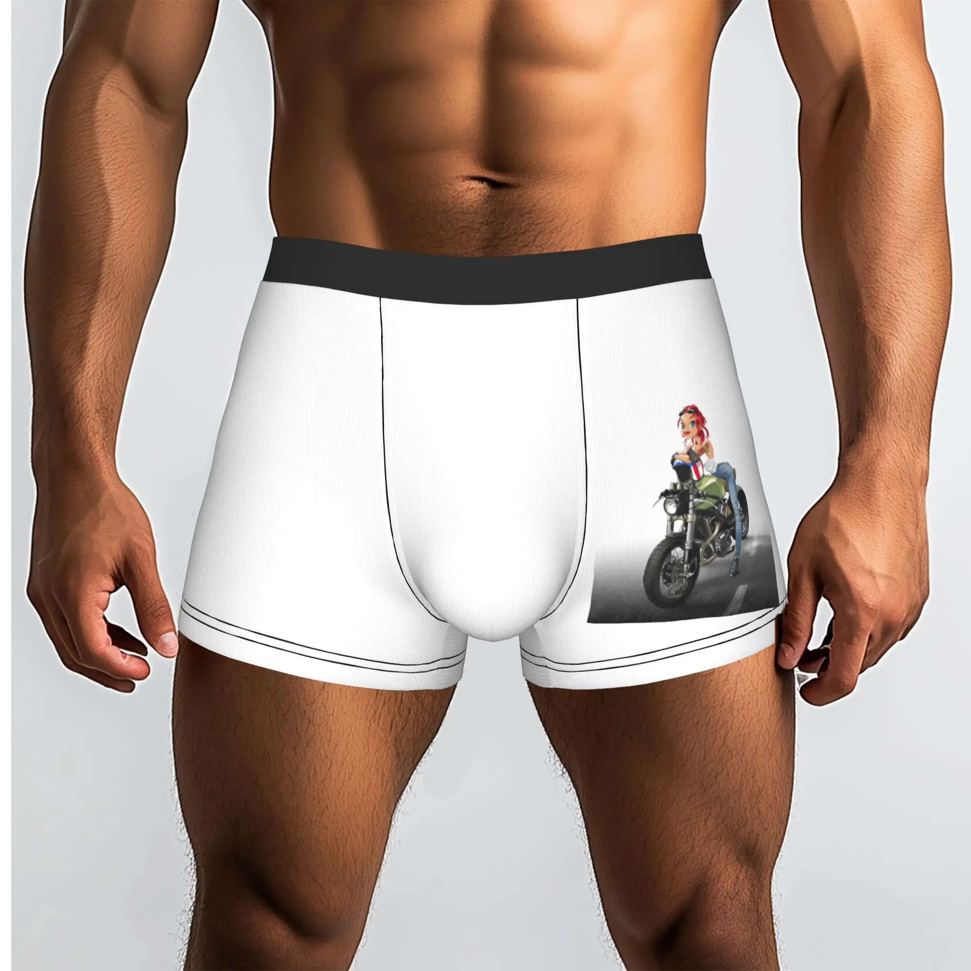 Customized Cartoon Sexy Girl On Vintage Motorcycle Shorts For Men 3D Printed Mobile Bicycle Underwear Panties Briefs Breathable