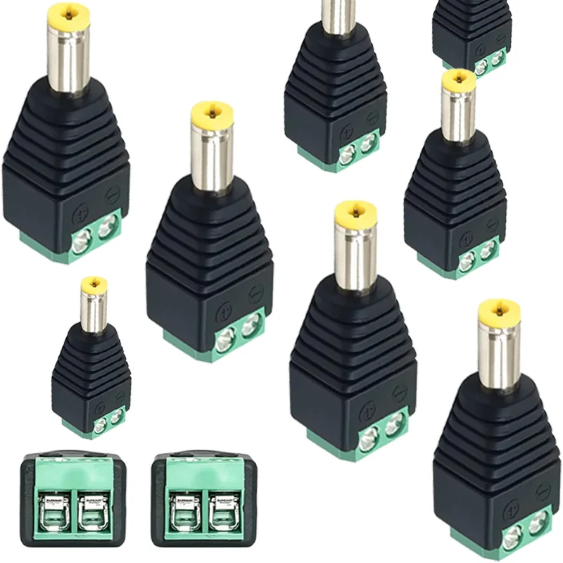 

DC Power Plug Audio Video Adapter DC Plug Solderless Connector with Screw Fastening Terminal 5.5*2.1mm 5.5*2.5mm