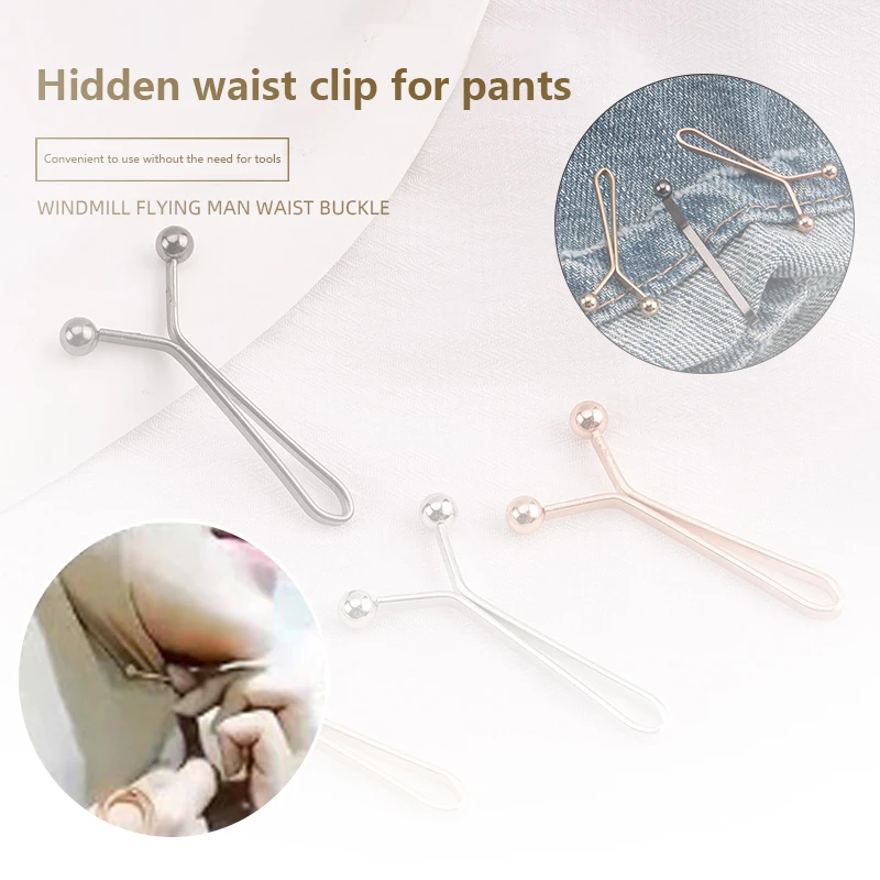 

4PC Universal Jeans Skirts Detachable Buckle Accessories Adjustable Sleeve Clip For Pants Waist Tightening Sleeve Reduction Clip