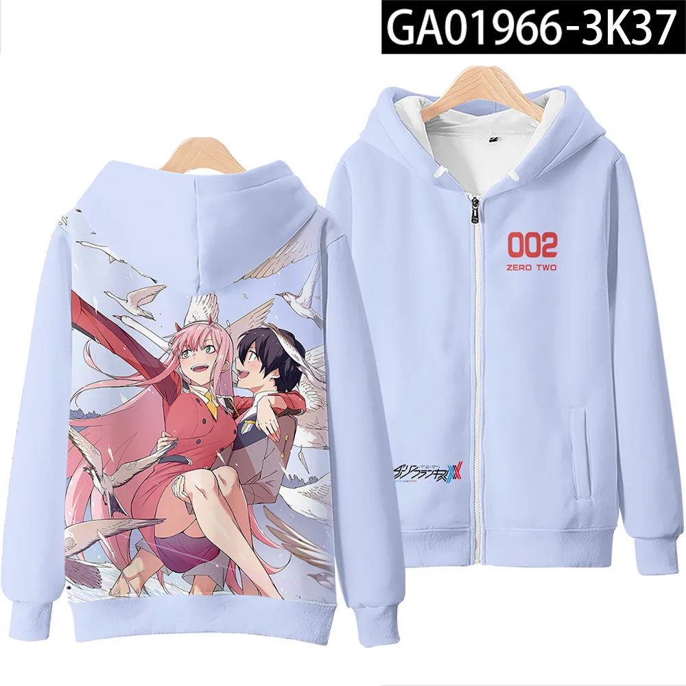 Japan Anime Darling In The Franxx Cosplay Costume HIRO ZERO TWO ICHIGO MIKU KOKORO Unisex 3D Hoodies Zipper Hooded Sweatshirts