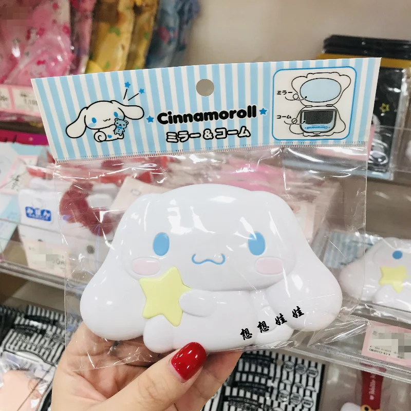 Hobbies Action Figures Fantasy My Melody Cinnamoroll Cute Face Shape Portable Makeup Mirror Small Comb Set Toy for Children Gift