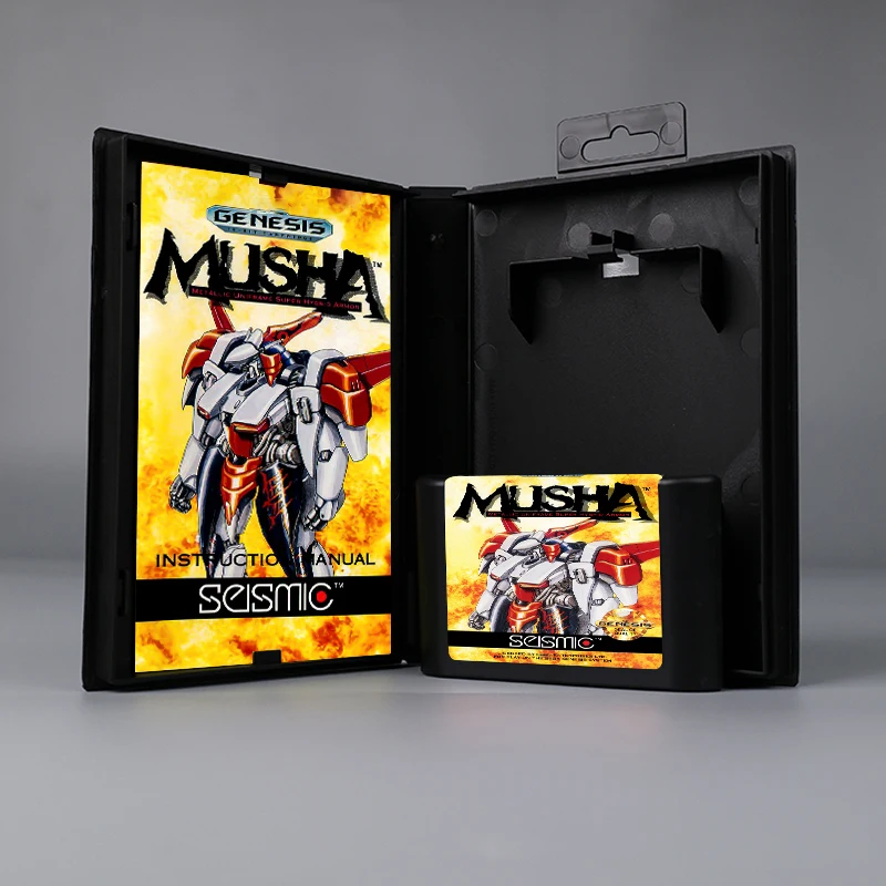 Musha (aka Musha Aleste) USA cover 16bit MD game card with box with manual for Sega Genesis Megadrive