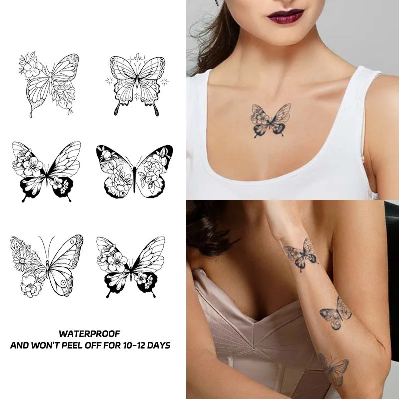 

Butterfly design, lasting 1-2 weeks waterproof, temporary tattoo stickers, realistic semi-permanent fake tattoos on the arms