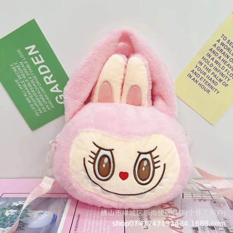 Hot Selling Labubu Crossbody Bag Cute Long Ears Big Mouth Rabbit Cartoon Anime Plush Toy Doll Versatile Boutique Gift Girl Child