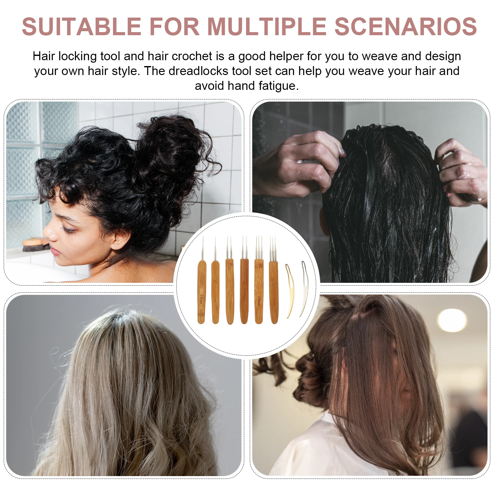 Дреды Инструменты для вязания крючком Иглы для фиксации волос Бамбуковая H-образная ручка Плетение Расширение Простота использования Длительный срок службы Дреды Инструменты для вязания крючком Иглы для фиксации волос Бамбуковая H-образная ручка Плетение Расширение Простота использования Длительный срок службы