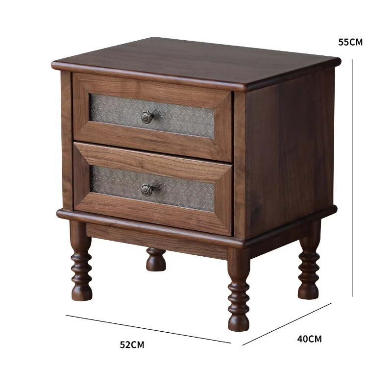 

American solid wood bedside table North American black walnut bedside table Vintage storage locker Medieval bedroom furniture