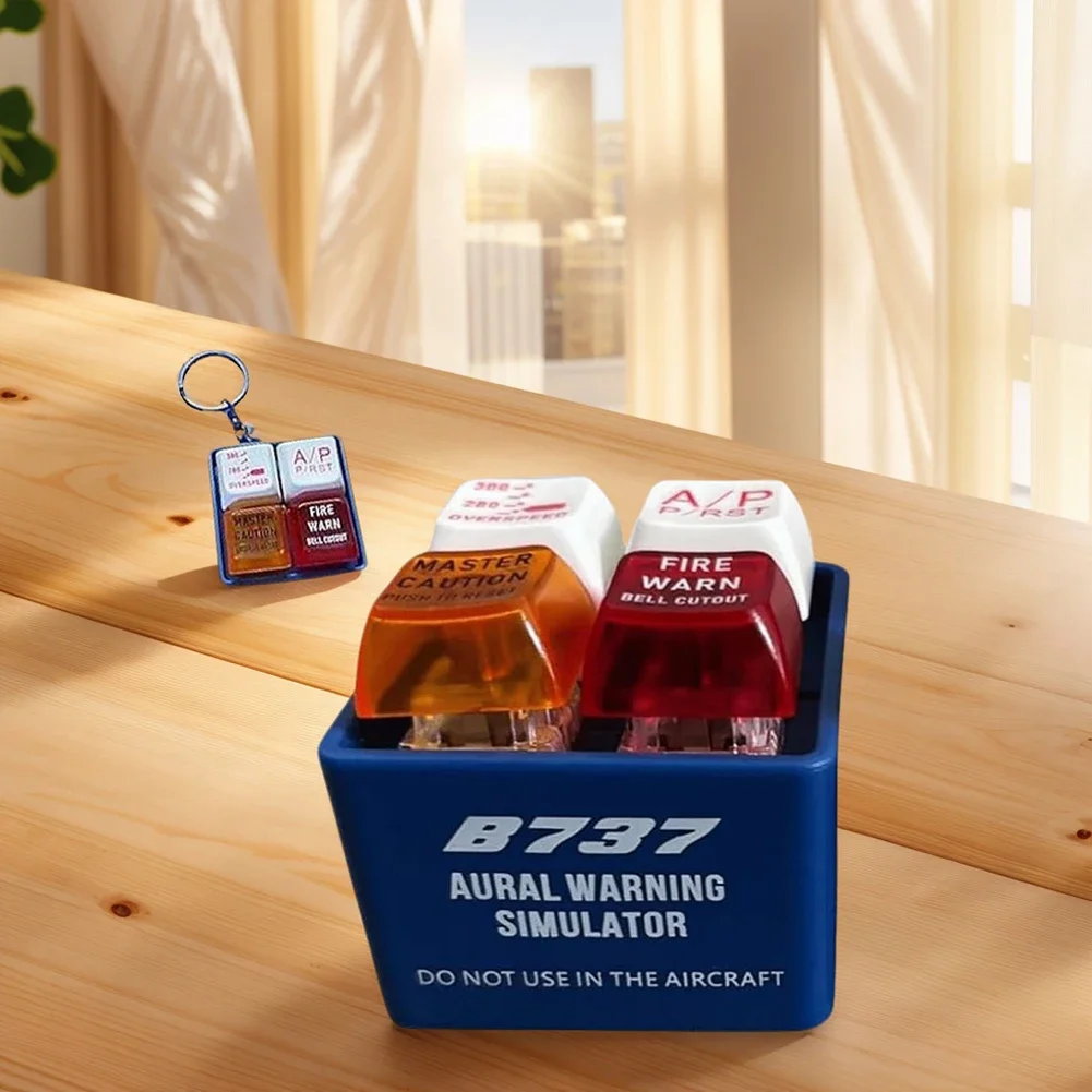 B737 비행기 비상 경보 키체인 경고음 시뮬레이터 항공 승무원 경보 부스터 키체인 홈 장식품