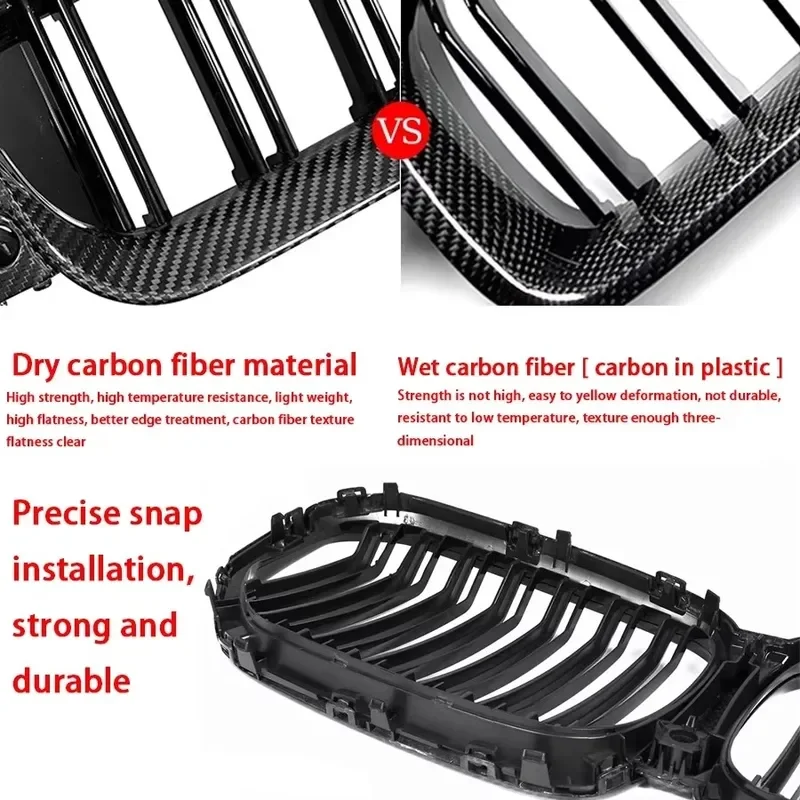 

Для BMW 3 серии G20 G28 2020+ сухая решетка из углеродного волокна, передний бампер автомобиля, решетка, рамка, крышка, подходит для обновления, автозапчасти, комплект кузова