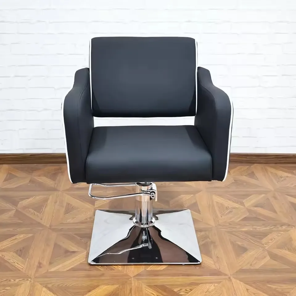 New Design Wholesale Barber Chair, 360° Rotatable Hydraulic Lift Customizable Black Commercial Hair Salon Furniture