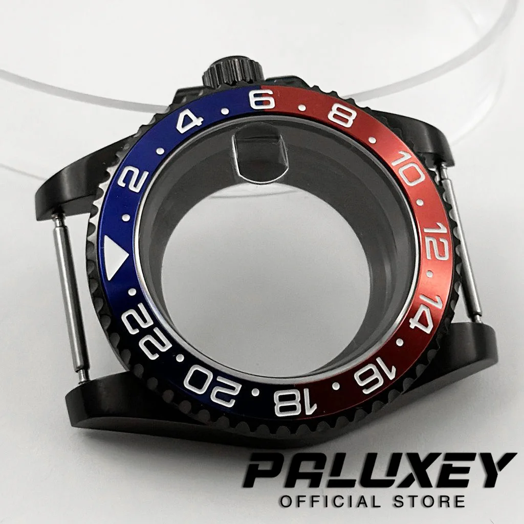 NH35 40mm Preto Roxo GMT Moldura Diver À Prova D 'Água Fit NH34 NH35 NH36 NH38 NH70 NH72 ETA2824 Movimento Caixa de Relógio de Vidro Safira