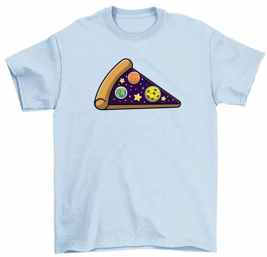 Planet Pizza Slice T-Shirt Space Fast Food Foodie Pizza Lovers Tee High Quality 100%Cotton Short Sleeve