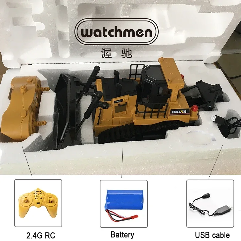 Huina 1554 1/16 RC ブルドーザー クローラー トラック 11CH リモート コントロール エンジニアリング車ライト付きブルドーザー子供のおもちゃクリスマス ギフト