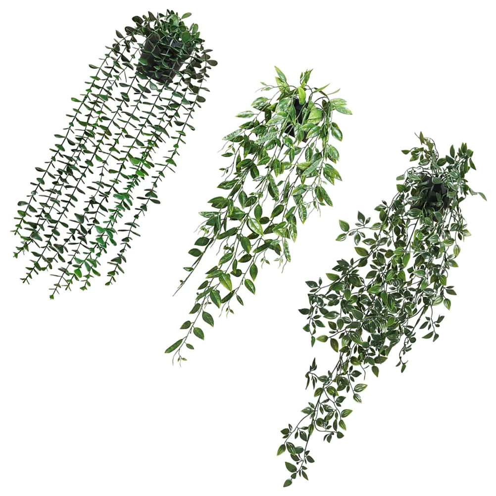 

3 Pcs Hanging Plants Realistic Fake Hanging Plants With Pot Vines Decor Faux Garland Home Office Wall Ceiling Pendant