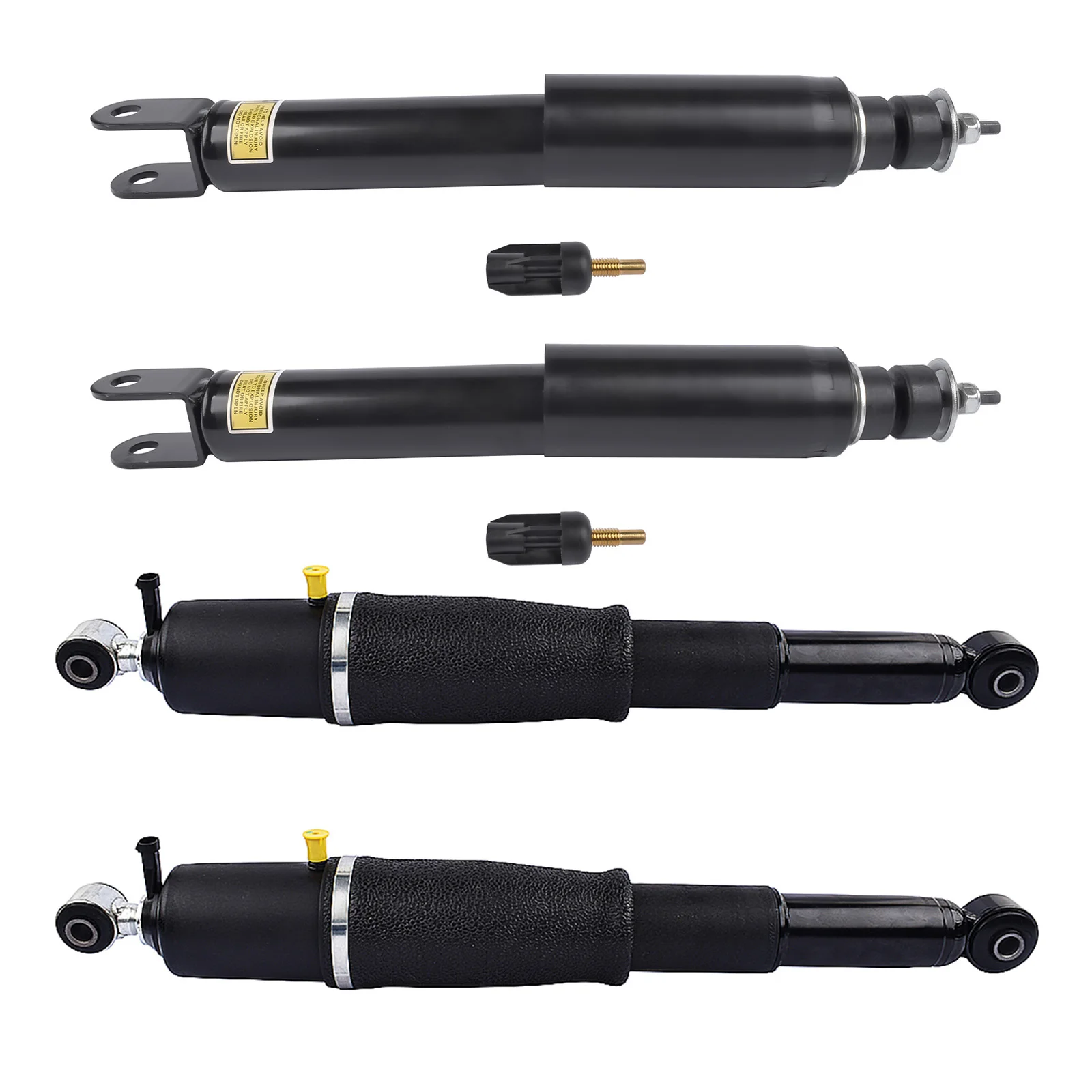 AP02 4Pcs Front + Rear Air Suspension Strut Shocks For Cadillac Escalade Chevy Avalanche Suburban Tahoe GMC Yukon 00-06 22187159