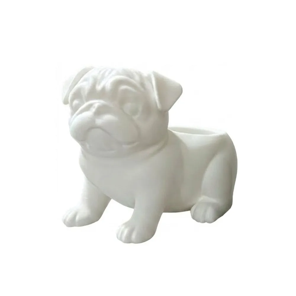3D Printed Pug Shaped Planter Pot Funny Plastic Dog Succulent Planter Handmade Minimalist Pug Figurine Plant Holder