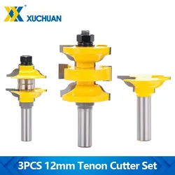 Entry Interior Tenon Door Router Bit Set 12mm Shank Door Cutter Serie Router Bit 3pcs Ogee Stacked Rail&Stile Wood Cutting Tool 