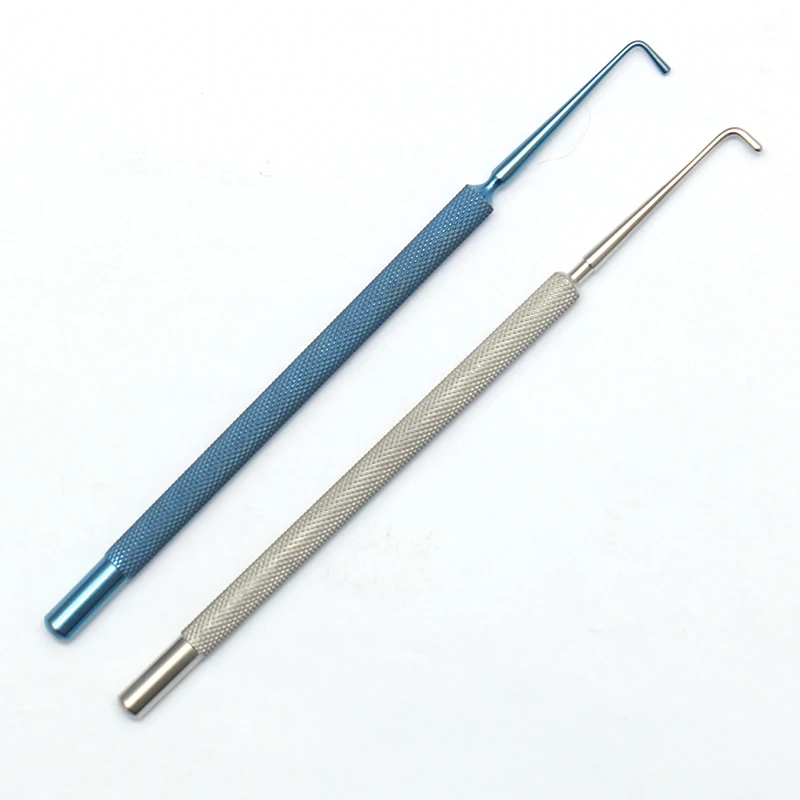 Ophthalmic Strabismus Pull Hook, cabeça redonda, nenhum furo, 6mm, 8mm, 10mm, 12mm