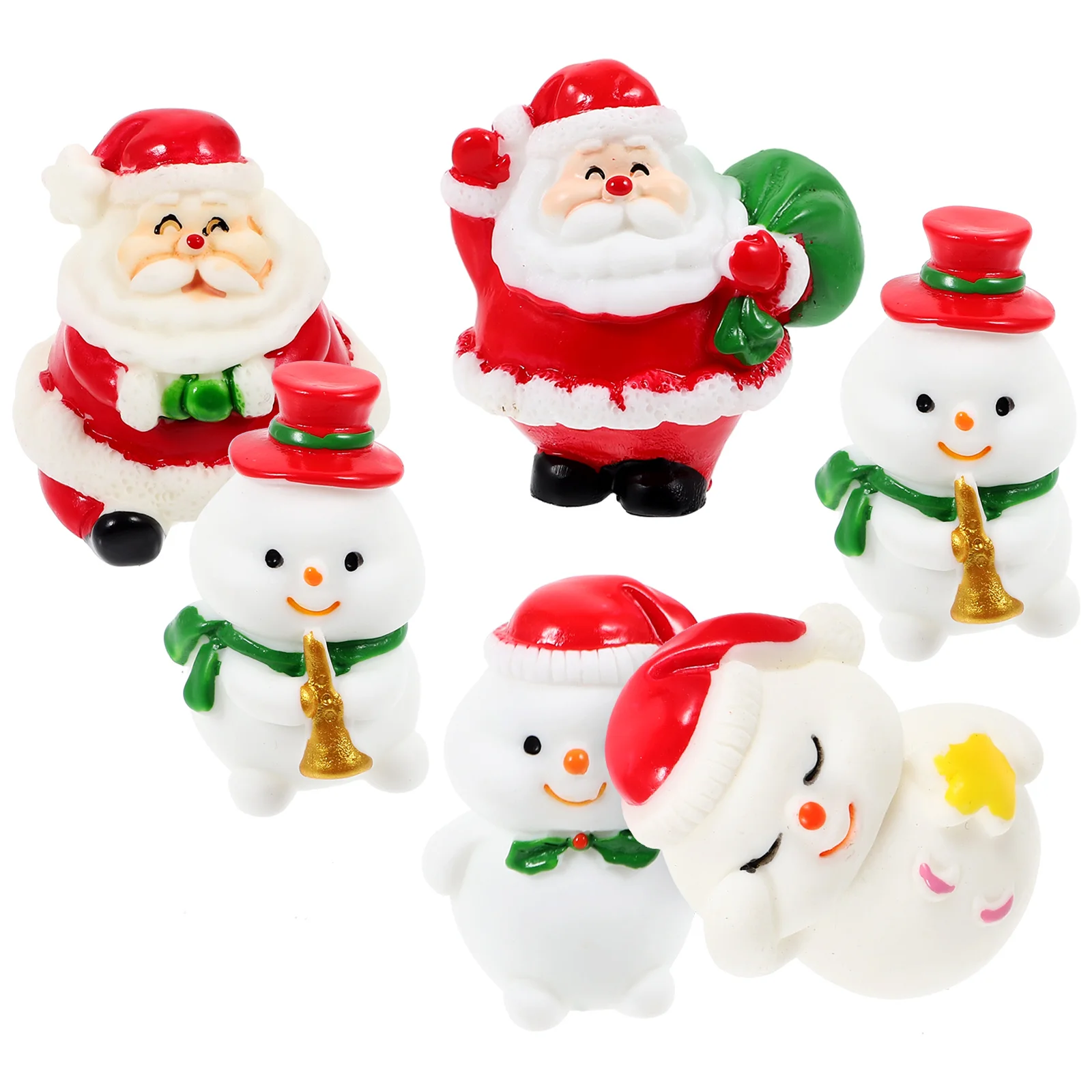 

6 Pcs Snowman naments Resin Christmas Miniatures Adornment Xmas Decor Accessories Bonsai L Santa Claus Gifts