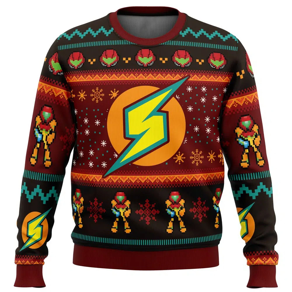 Samus Metroid feo Feliz Navidad suéter 2025 nueva moda hombres Sudadera con capucha pulóver Tops primavera otoño mujer sudadera