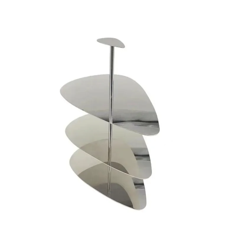High-end dim sum rack, three-layer stainless steel display rack, hotel afternoon tea dessert table