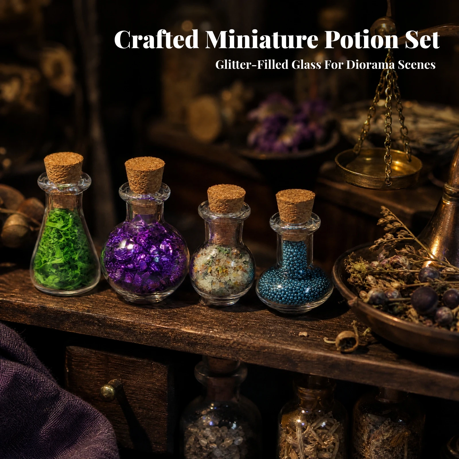 Miniature Potion Bottle Magical Miniature Witch Potion Bottle Mini Glass Bottles with Cork Stoppers Decorative Spell Jars