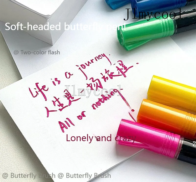 1PC Press Butterfly Beauty Calligraphy Soft Head Metal Brush Pearlescent Painting Hand Account Small Case Brush Scripture Pen