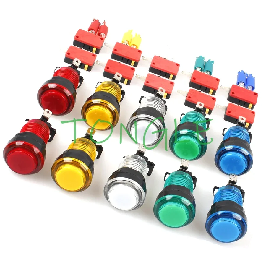 10pcs New 12V Transparent Glow Arcade Buttons With Micro Switch For Jamma Mame Games Parts Multicade Choice of 5 Colour