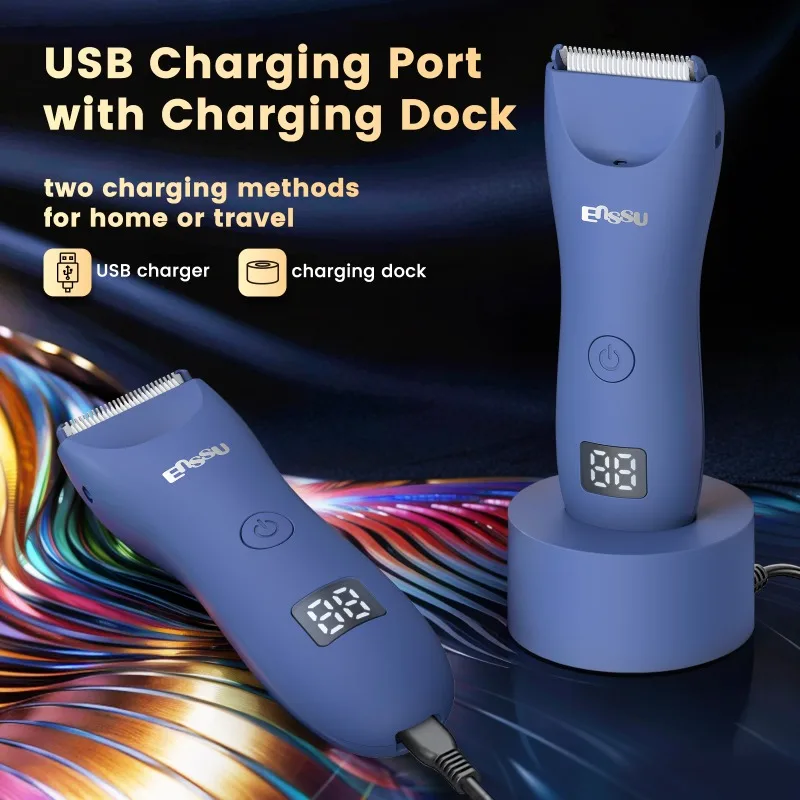 Pemangkas rambut tubuh untuk pria, pemangkas selangkangan pubc bola tahan air IPX7 dengan pisau keramik Groomer isi ulang