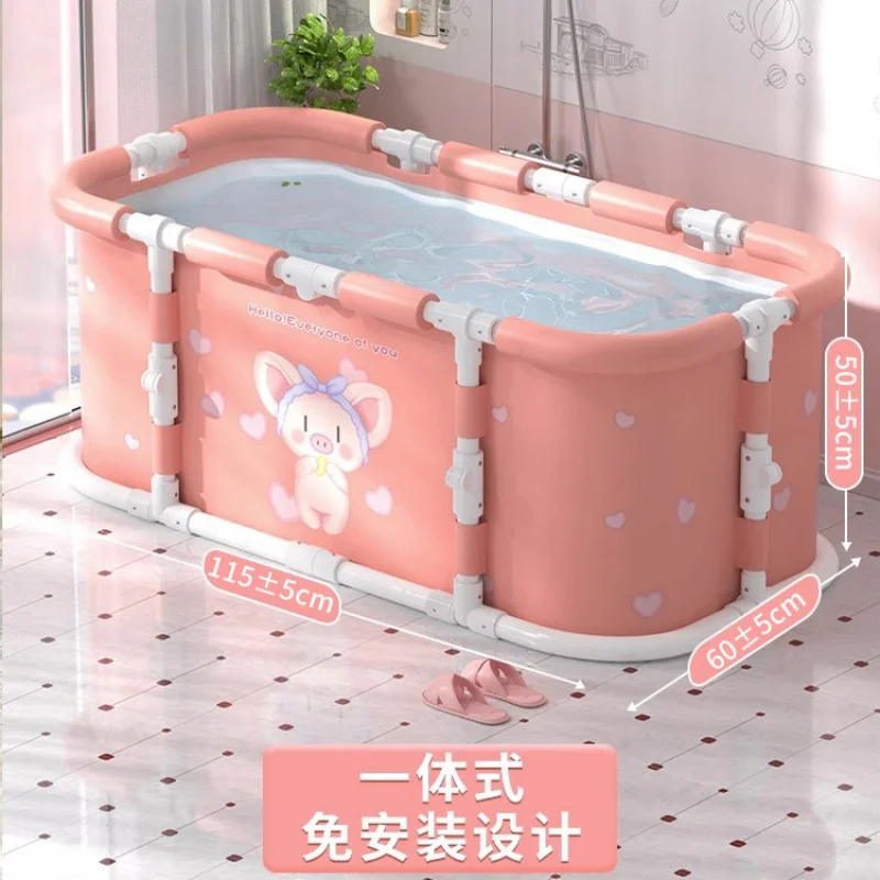 

Large Foldable Rectangular Bathtub for Adults No Installation Thickened Portable Bath Tub for Home Bathroom Full Body Soaking Sp