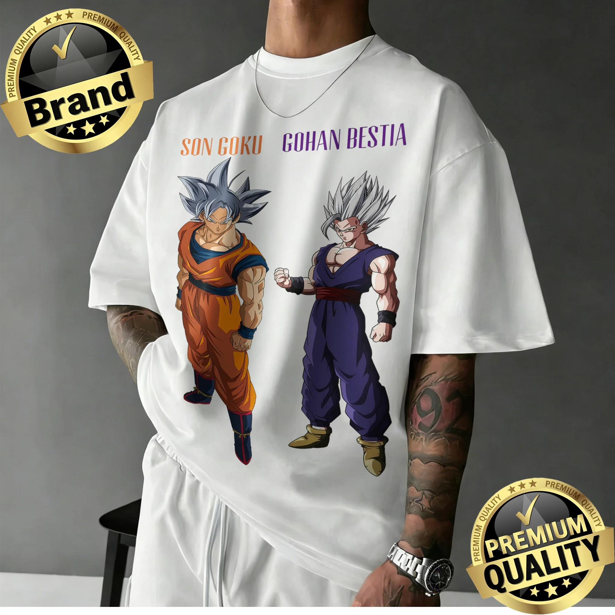 

Новинка 2026: Ретро-футболка оверсайз «Драгон Болл» | Футболка Y2k с графическим принтом Goku & Gohan Ultimate Forms из 100% хлопка для всей семьи