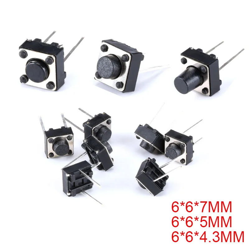 20pcs Tact Push Button Switch 12V Copper 2PIN DIP2 SMD Micro Switch 6x6x4.3/5/6/7mm TV Toys Home Use Button