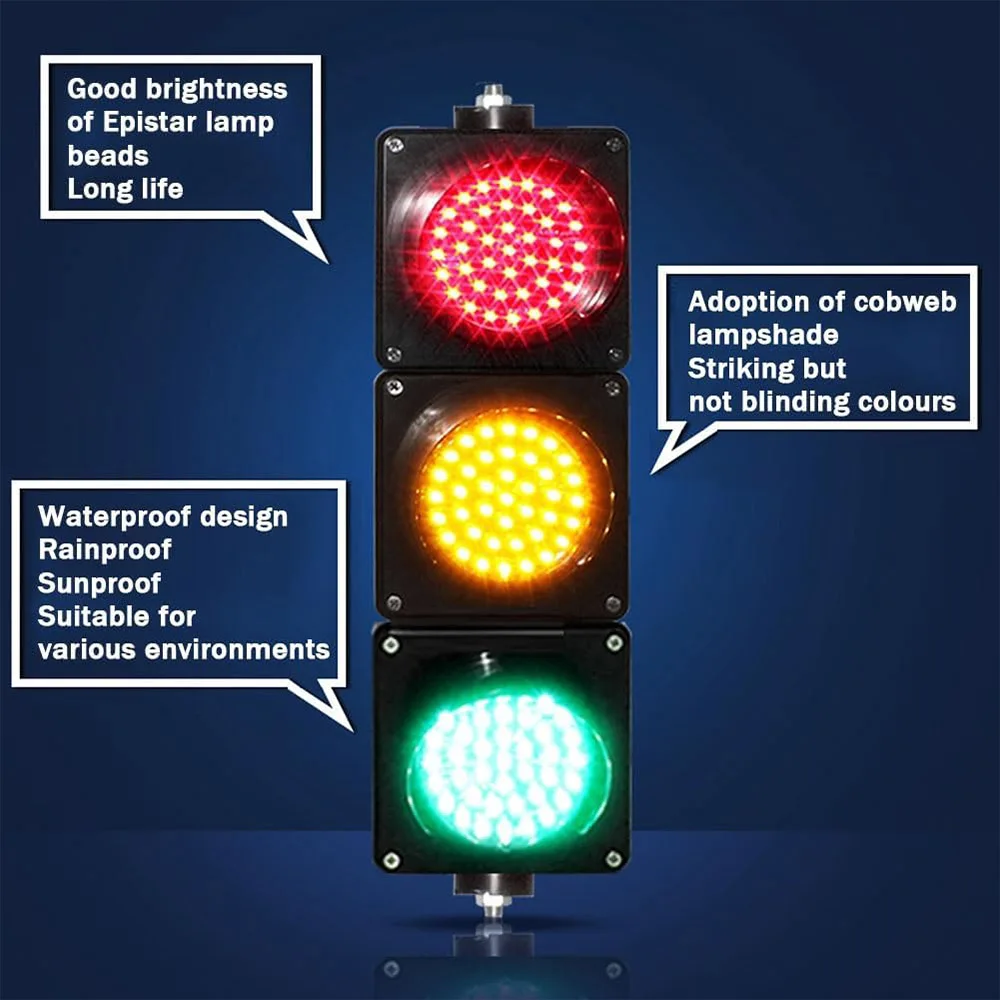 Engineer Grade Aluminum Portable 4500lm 85V Tri-color LED Traffic Signal Light High Visibility For Street Road Construction Safe