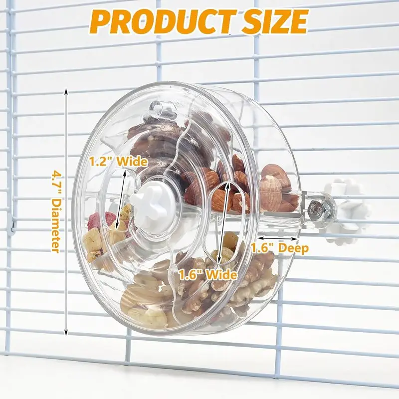 Rat Foraging Toy Interactive Slow Feeder with Transparent Rotating Treat Dispenser Wheel for Enrichment Activities Pet Rat PD