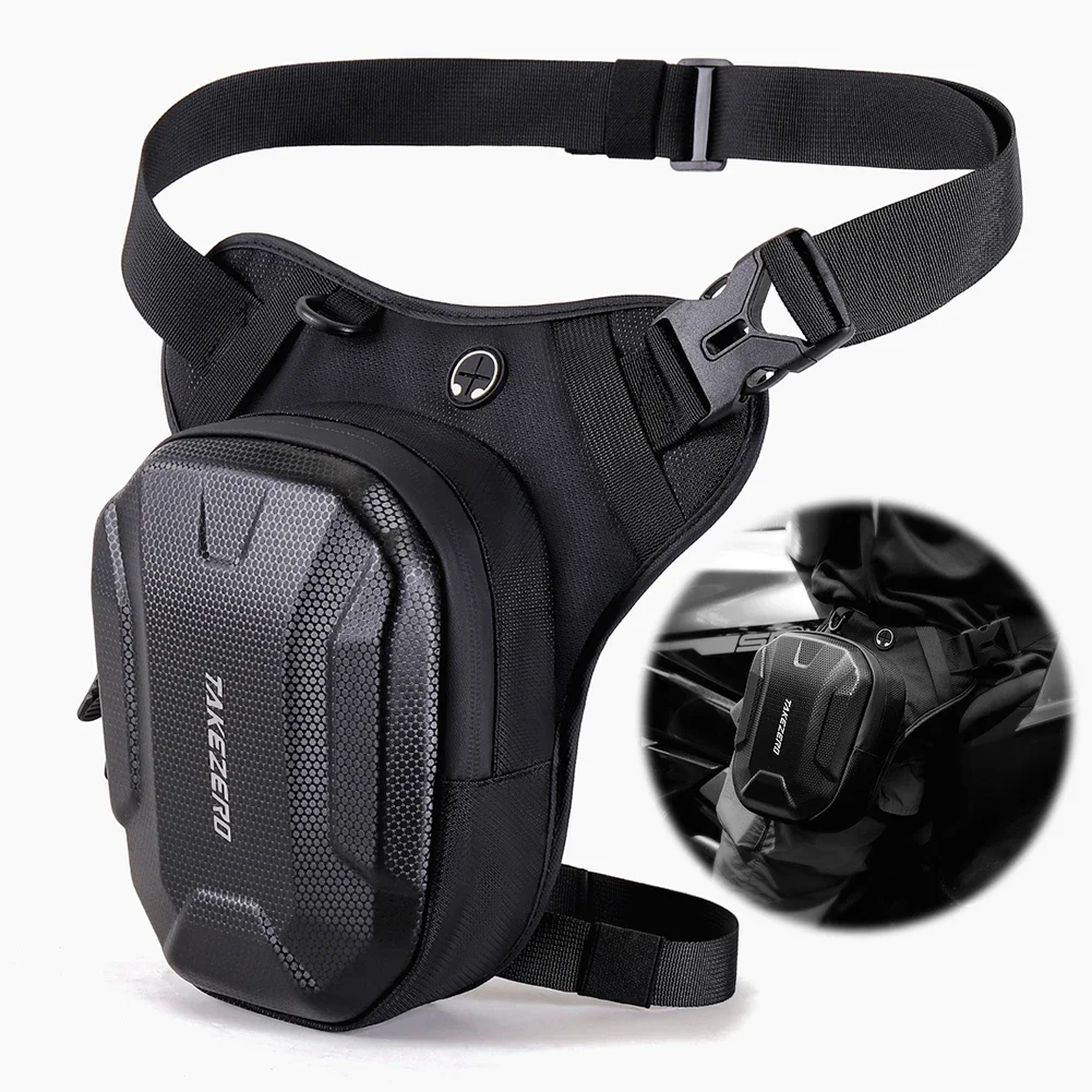 

TAKEZERO Motorcycle Wasit Bag Drop Leg Bag Waterproof Outdoor Casual Moto Bag Fanny Pack Eva Hard Shell Hip Belt Backpack