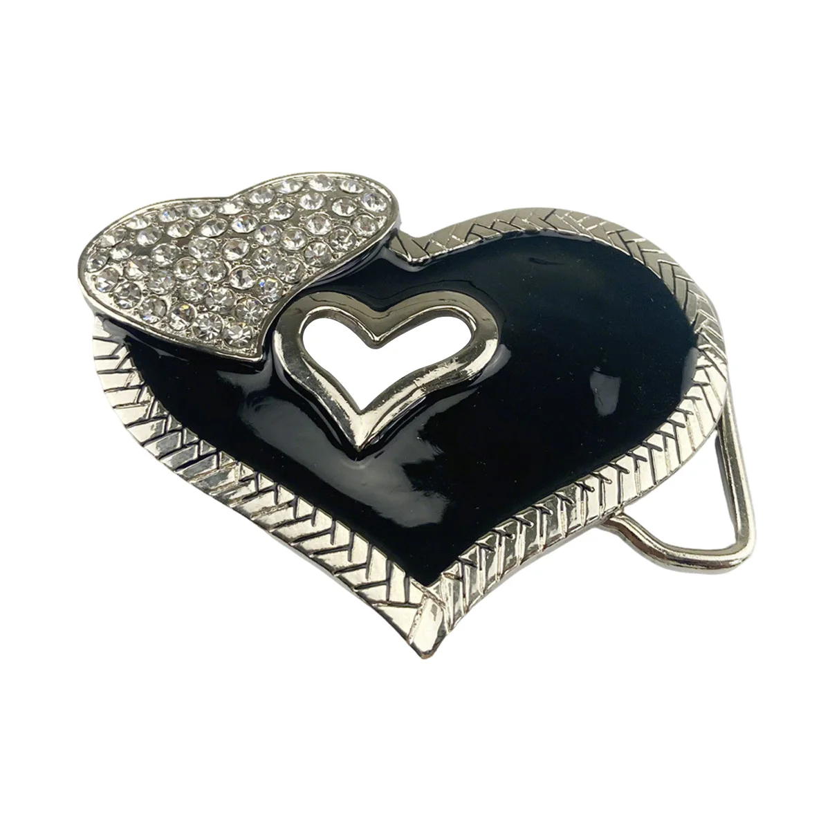 

T-DISOM Men's Fashion Black Heart Design Retro Western Cowboys Belt Buckle Accessory